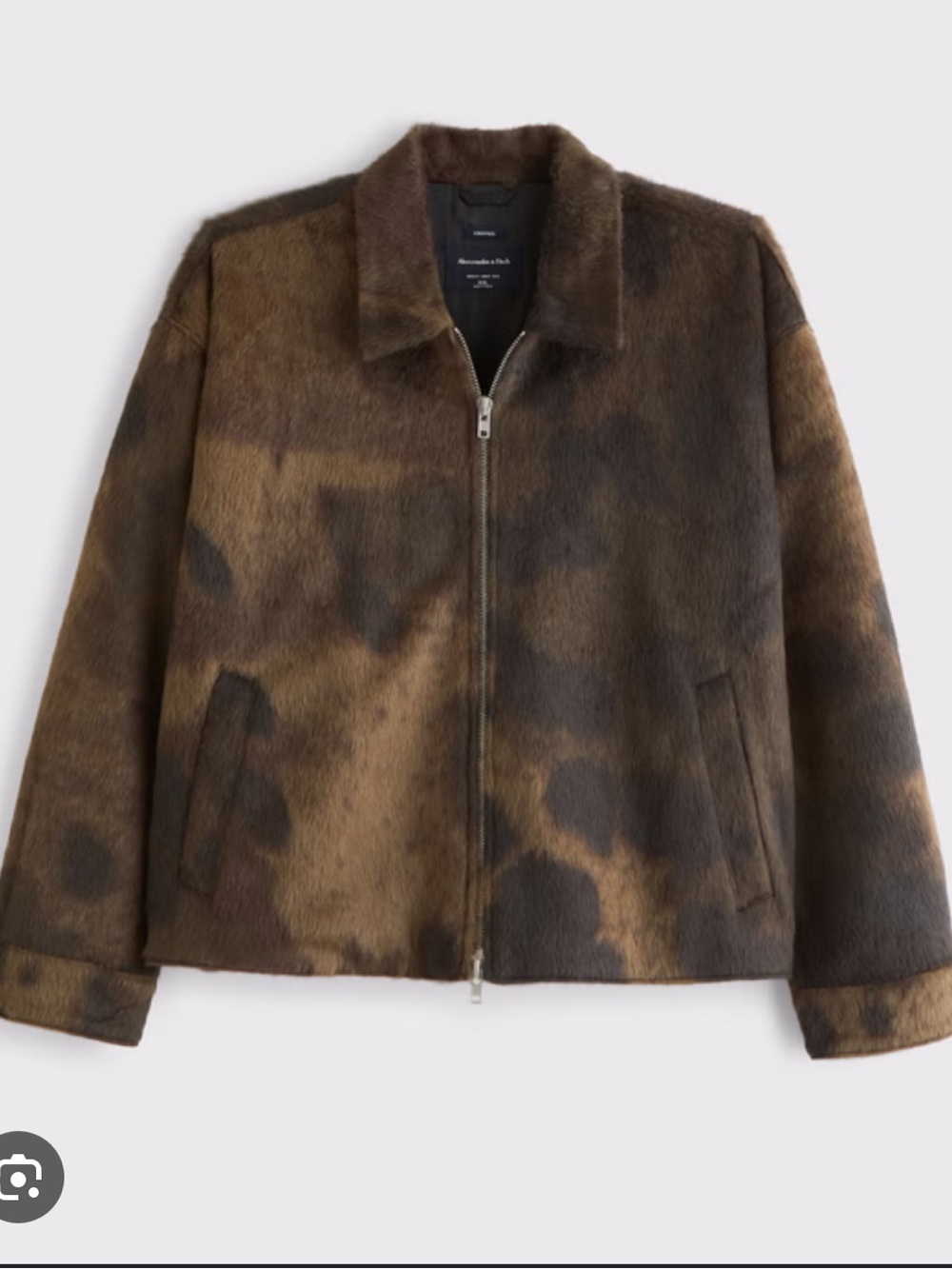 Men's Brown Vegan Pony Hair Fur Zip Jacket